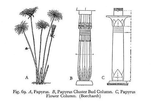 纸莎草束茎式柱和开花纸莎草柱式  佚名本文图片主要为纸莎草束茎式柱